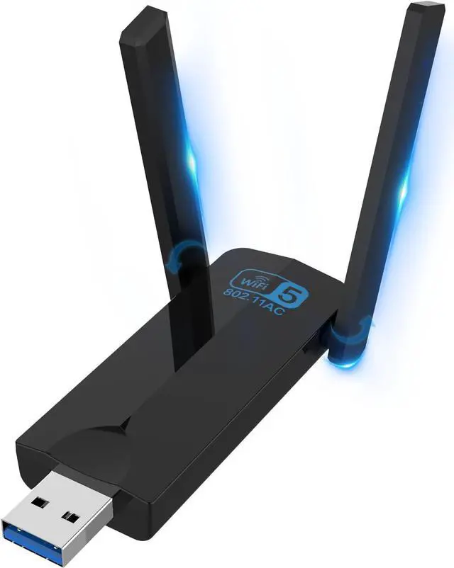 Alt view image 8 of 14 - Wireless USB 3.0 WiFi Adapter for Desktop PC AC 1300Mbps USB WiFi Dual-Band Network Adapter for PC with 400Mbps/2.4G 867Mbps/5G Dual 5Dbi Antennas Wireless WiFi Dongle for Windows11/10/8/7/Vista/XP