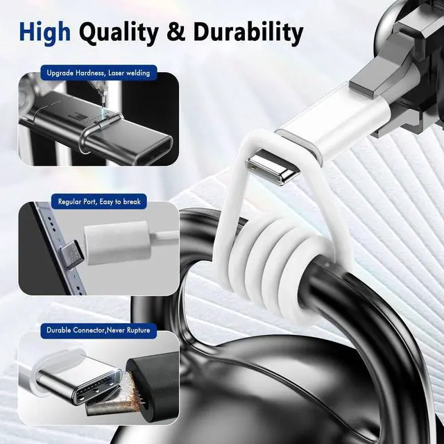 Alt view image 9 of 14 - USB C to USB C Cable (6FT 2Pack) 60W Type C Charger Cord Fast Charging for iPhone 16 15 Pro Laptops MacBook iPad Switch Steam Deck etc.