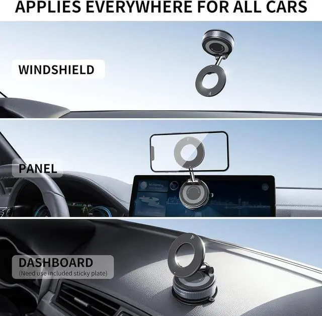 Alt view image 14 of 14 - Vacuum Suction Magnetic Phone Holder 2025 Upgraded Foldable Retractable Suction Cup Car Phone Mount for Magsafe 360° Adjustable Magnetic Phone Stand for Cars/Gyms/Mirrors/Smooth Surface