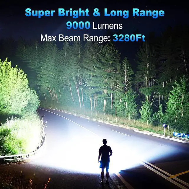 Alt view image 9 of 14 - Flashlights 9000 High Lumen - 2 Pack Ultra Bright Rechargeable Flashlight with 7 Light Modes LED Flash Light with High Power ATTERY IPX7 Waterproof for Home Camping