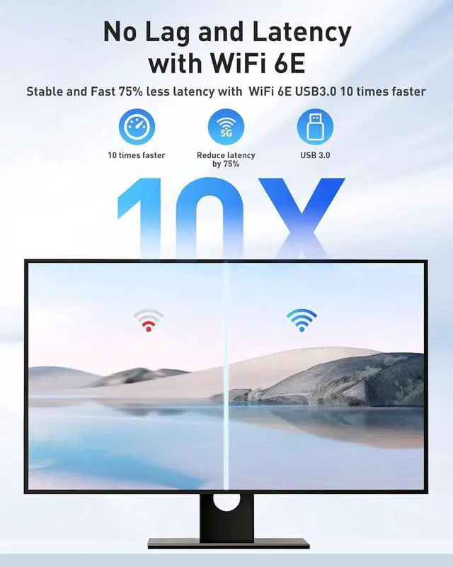Alt view image 11 of 14 - WiFi 6E Adapter Wireless USB for PC - AXE5400 Tri-Band 6G/5G/2.4G WiFi 6E USB Adapter for Desktop PC Laptop, MU-MIMO Technologies, Wireless Adapter for Desktop Network Adapters Supports Windows 11/10