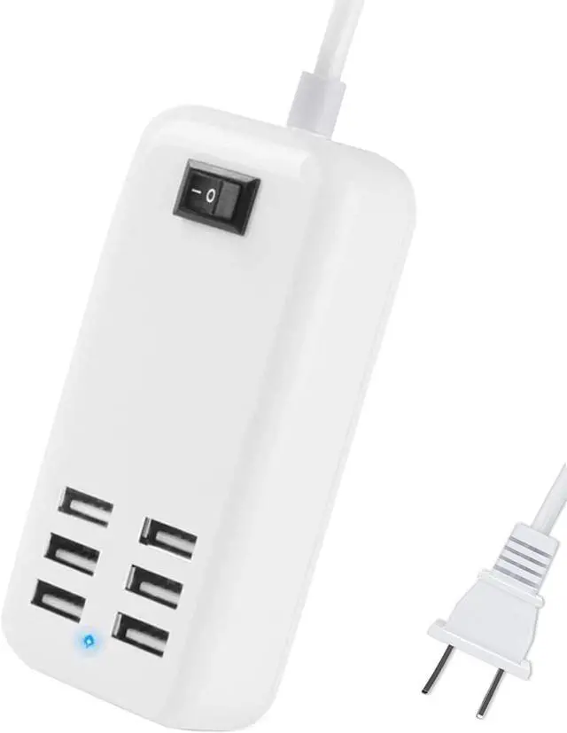 Alt view image 7 of 12 - 6 Ports USB Charger Hub Desktop US Plug AC Power Wall Travel Charging Adapter Slots Charging Station