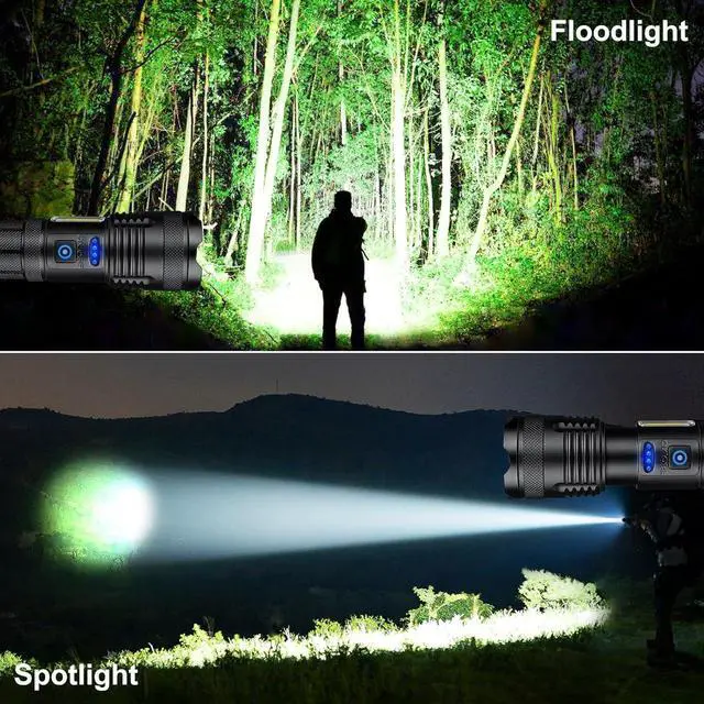 Alt view image 11 of 14 - Flashlights 9000 High Lumen - 2 Pack Ultra Bright Rechargeable Flashlight with 7 Light Modes LED Flash Light with High Power ATTERY IPX7 Waterproof for Home Camping