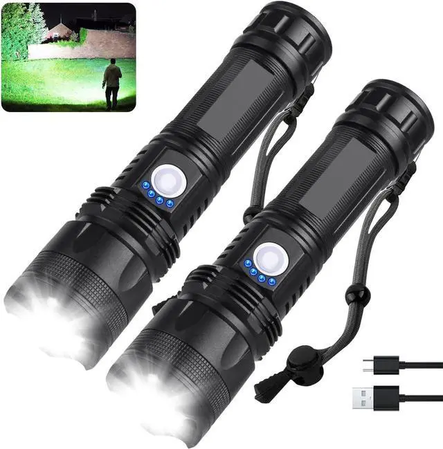 Alt view image 7 of 12 - Rechargeable Flashlights 990 000 High Lumens - 2 Pack Super Bright LED Flash Light with 5 Modes 12 Hour Brightest Waterproof Handheld Flashlight for Home Camping