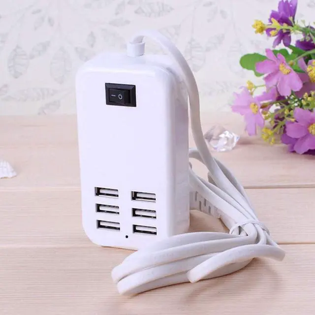 Alt view image 10 of 12 - 6 Ports USB Charger Hub Desktop US Plug AC Power Wall Travel Charging Adapter Slots Charging Station