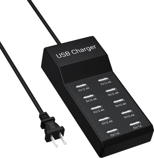 Alt view image 7 of 12 - 10-Port USB Charger Station 50W10A Multiport Charger Hub for iPhone Galaxy iPad & More