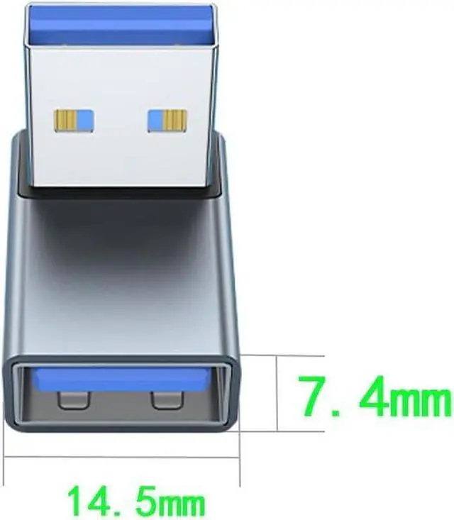 Alt view image 7 of 8 - 90 Degree USB A Adapter Upward Angle USB A Male to Female Converter Extender for PC Laptop USB 3.0 Charger Power Bank and More 2 Pack