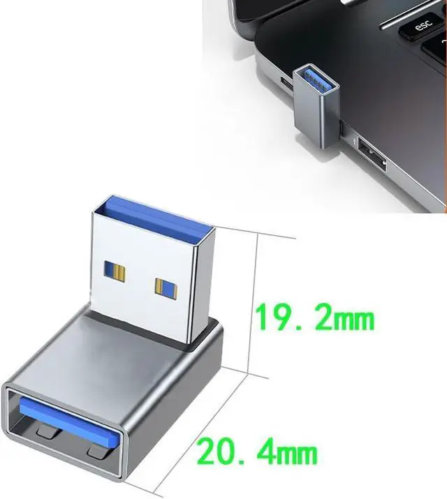Alt view image 6 of 8 - 90 Degree USB A Adapter Upward Angle USB A Male to Female Converter Extender for PC Laptop USB 3.0 Charger Power Bank and More 2 Pack