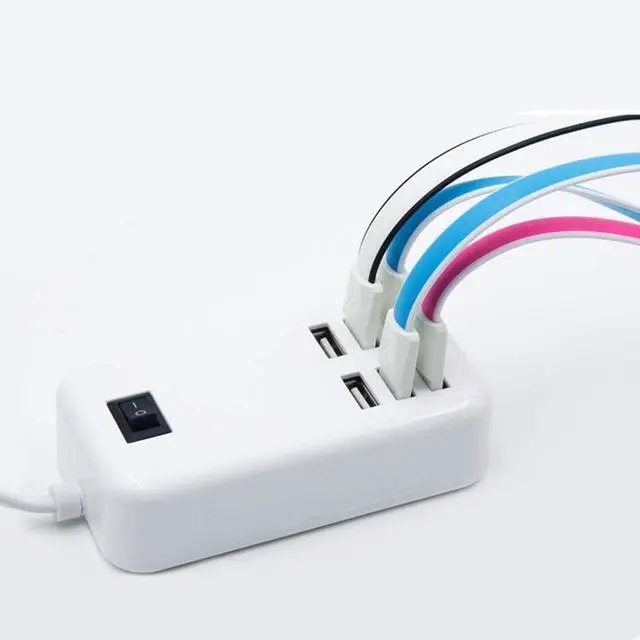 Alt view image 9 of 12 - 6 Ports USB Charger Hub Desktop US Plug AC Power Wall Travel Charging Adapter Slots Charging Station