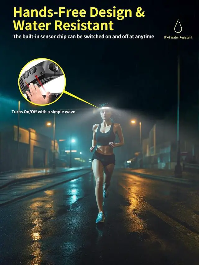 Alt view image 12 of 14 - LED Headlamp 230°Wide Angle 3*White Light 2 Pack The Brightest Head Lamp Rechargeable Motion Sensor Waterproof Headlight for Camping Hiking Outdoor Head-Lamp-LED-Frontale-Light