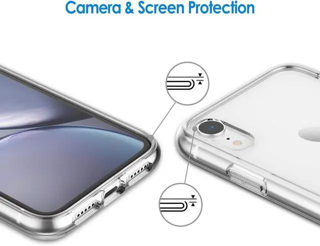 Alt view image 12 of 14 - Case for iPhone XR 6.1-Inch Non-Yellowing Shockproof Phone Bumper Cover Anti-Scratch Clear Back (Clear)