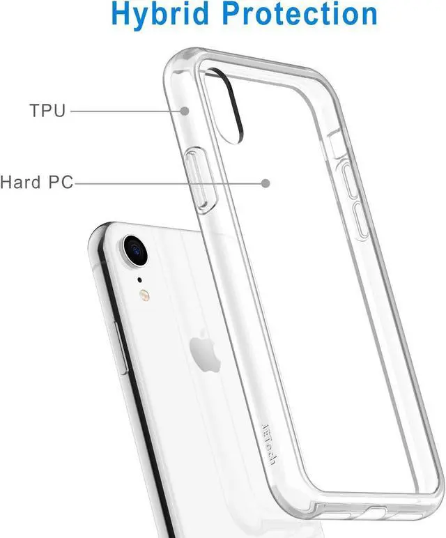 Alt view image 13 of 14 - Case for iPhone XR 6.1-Inch Non-Yellowing Shockproof Phone Bumper Cover Anti-Scratch Clear Back (Clear)