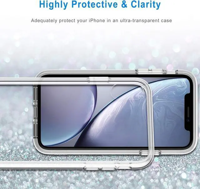 Alt view image 14 of 14 - Case for iPhone XR 6.1-Inch Non-Yellowing Shockproof Phone Bumper Cover Anti-Scratch Clear Back (Clear)