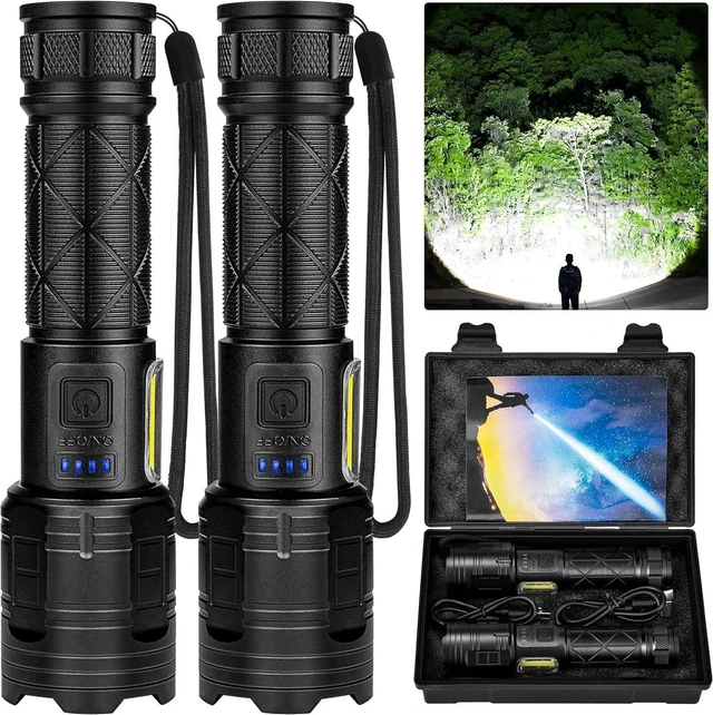 Alt view image 8 of 14 - Rechargeable LED Flashlights High Lumens Super Bright Flashlight with 7 Modes & Waterproof Powerful USB Rechargeable Handheld Flash Light for Camping Home