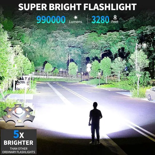Alt view image 9 of 14 - Rechargeable LED Flashlights High Lumens Super Bright Flashlight with 7 Modes & Waterproof Powerful USB Rechargeable Handheld Flash Light for Camping Home