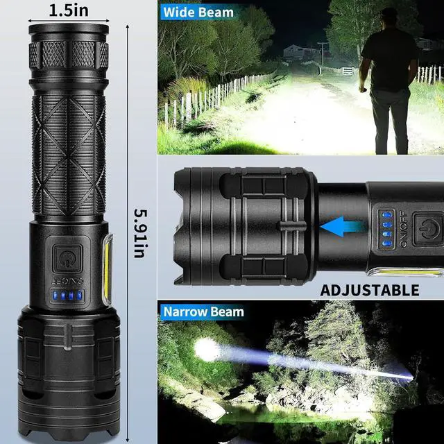 Alt view image 13 of 14 - Rechargeable LED Flashlights High Lumens Super Bright Flashlight with 7 Modes & Waterproof Powerful USB Rechargeable Handheld Flash Light for Camping Home