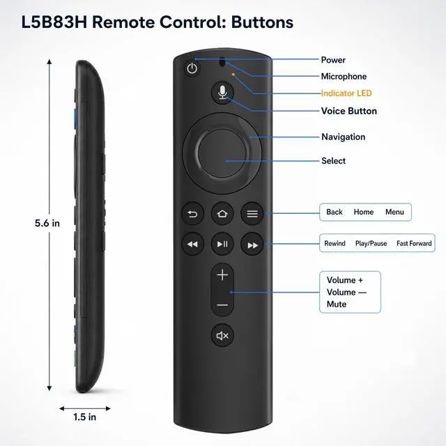 Alt view image 10 of 10 - (Pack of 2) New Voice Replacement TV Remote Compatible with Stick 2rd Gen L5B83H, Compatible with Smart TVs Stick (2nd Gen,3rd Gen,Lite,4K)