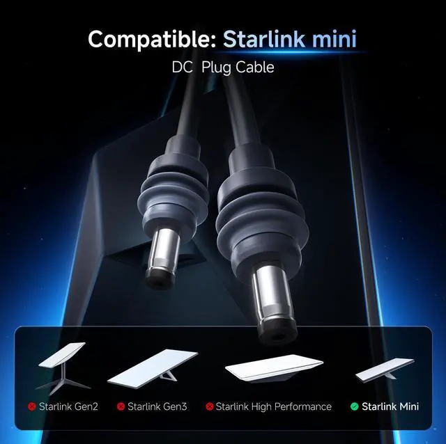 Alt view image 7 of 10 - for Starlink Mini Cable 10FT/3M, 60W Input Replacement DC Power Cable, Starlink Mini Power Cable with PVC Jacket, 18AWG Copper Wire, Durable Starlink Mini Accessories Waterproof Outdoor