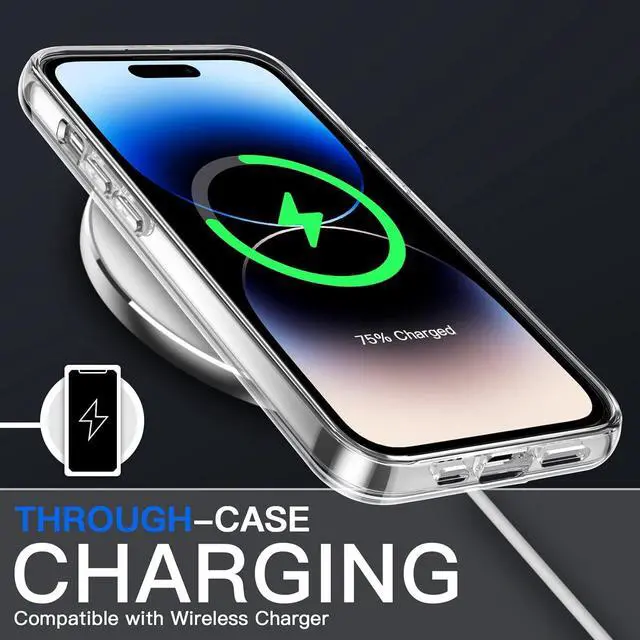 Alt view image 10 of 12 - Case for iPhone 14 Pro 6.1-Inch Non-Yellowing Shockproof Phone Bumper Cover Anti-Scratch Clear Back (Clear)