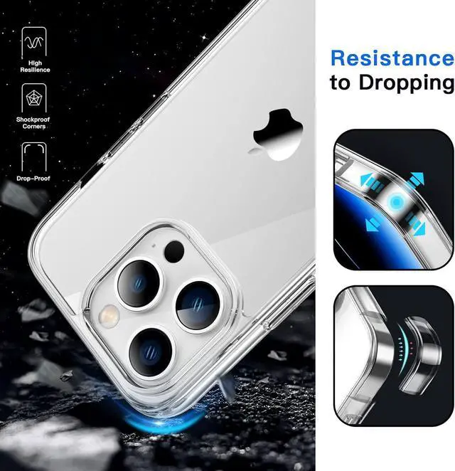 Alt view image 12 of 12 - Case for iPhone 14 Pro 6.1-Inch Non-Yellowing Shockproof Phone Bumper Cover Anti-Scratch Clear Back (Clear)