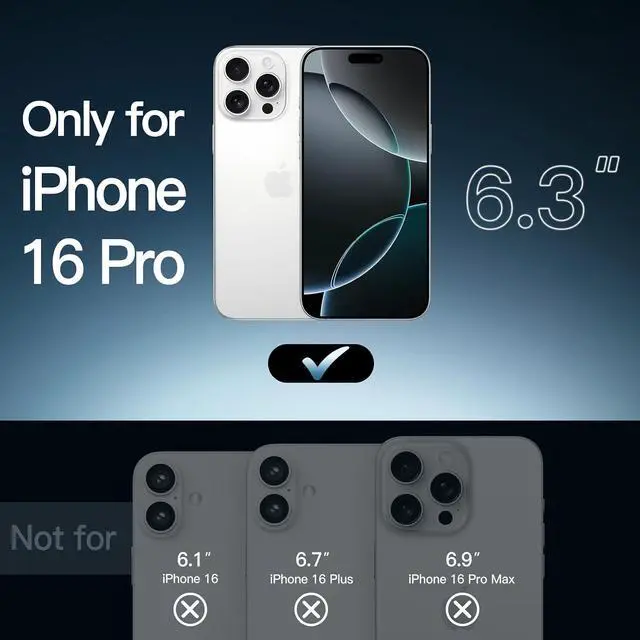 Alt view image 8 of 12 - Case for iPhone 16 Pro 6.3-Inch Non-Yellowing Shockproof Phone Bumper Cover Anti-Scratch Clear Back (Clear)