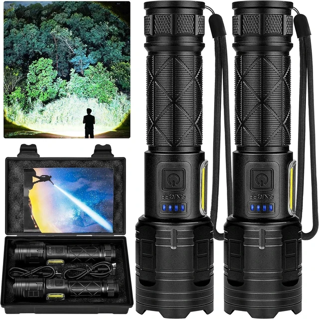 Alt view image 8 of 14 - Rechargeable LED Flashlights High Lumens 990000 Lumen Super Bright Flashlight with 7 Modes & Waterproof Powerful USB Rechargeable Handheld Flash Light for Camping Home Black