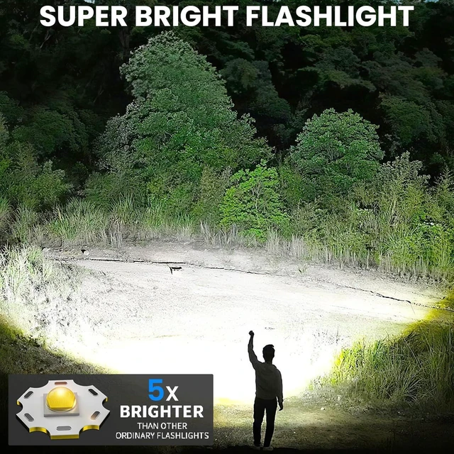 Alt view image 9 of 14 - Rechargeable LED Flashlights High Lumens 990000 Lumen Super Bright Flashlight with 7 Modes & Waterproof Powerful USB Rechargeable Handheld Flash Light for Camping Home Black