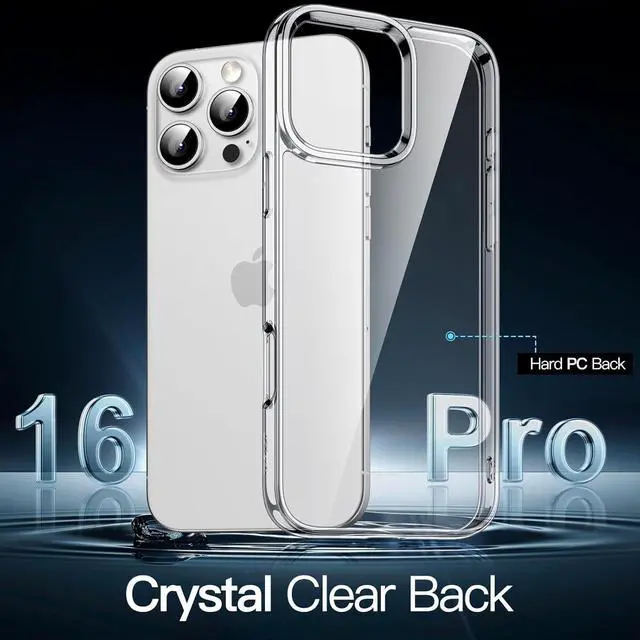 Alt view image 9 of 12 - Case for iPhone 16 Pro 6.3-Inch Non-Yellowing Shockproof Phone Bumper Cover Anti-Scratch Clear Back (Clear)