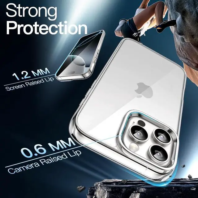 Alt view image 10 of 12 - Case for iPhone 16 Pro 6.3-Inch Non-Yellowing Shockproof Phone Bumper Cover Anti-Scratch Clear Back (Clear)