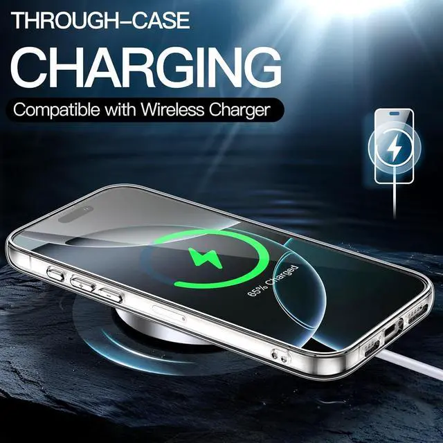 Alt view image 11 of 12 - Case for iPhone 16 Pro 6.3-Inch Non-Yellowing Shockproof Phone Bumper Cover Anti-Scratch Clear Back (Clear)