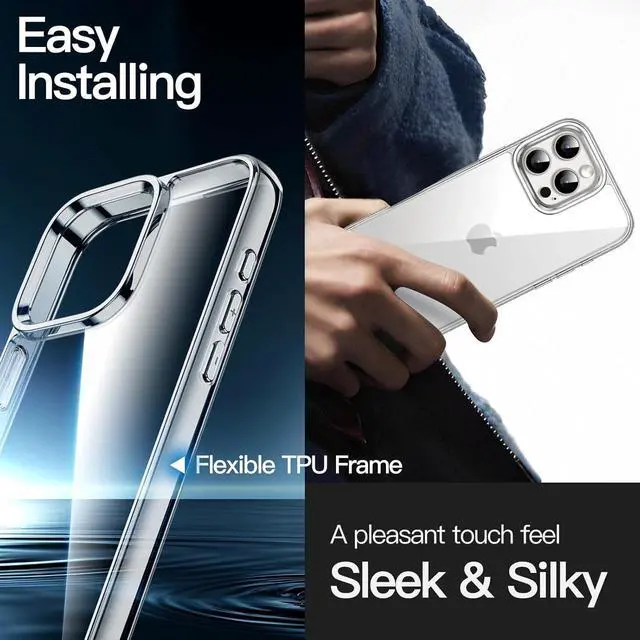 Alt view image 12 of 12 - Case for iPhone 16 Pro 6.3-Inch Non-Yellowing Shockproof Phone Bumper Cover Anti-Scratch Clear Back (Clear)