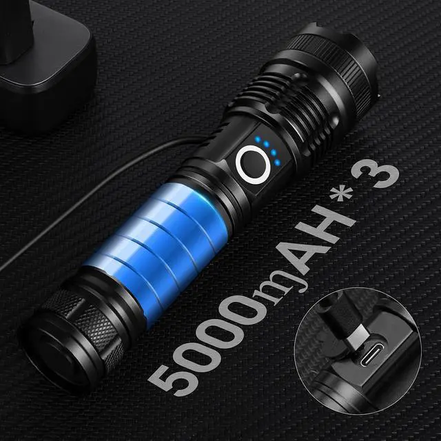 Alt view image 10 of 14 - 3 Pack Flashlights High Lumens - 90 000 Lumen Super Bright Rechargeable Flashlight with 5 Light Modes High Powered 5000 ?Ah LED Flash Light for Home IPX7 Waterproof for Camping