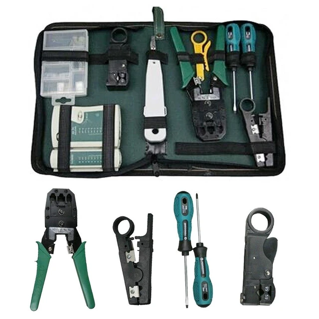Alt view image 5 of 8 - 9 Pcs Computer Network Maintenance Repair Tool Kit LAN Cable Cable Tester Wire Stripper Screwdriver RJ45 Connector Tools
