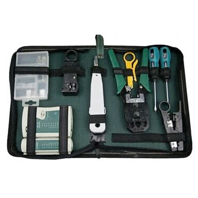 Alt view image 7 of 8 - 9 Pcs Computer Network Maintenance Repair Tool Kit LAN Cable Cable Tester Wire Stripper Screwdriver RJ45 Connector Tools