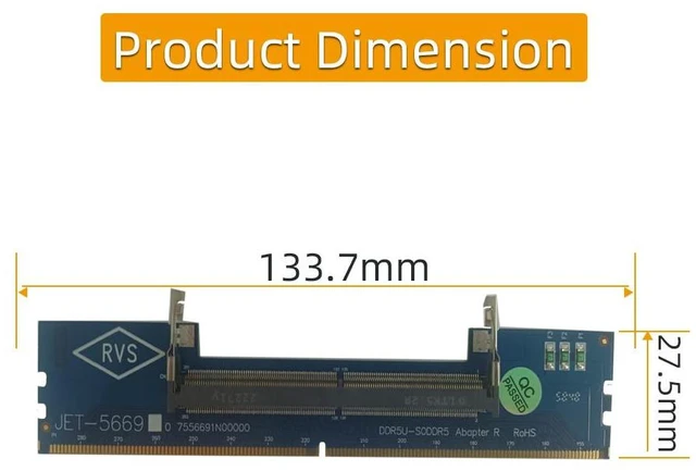 Alt view image 9 of 10 - Laptop DDR5 RAM to SO DDR5 U-DIMM Desktop Adapter Card, Memory Tester SO DDR5 to DDR5 U-DIMM Converter