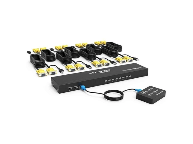 Alt view image 14 of 20 - KVM Switch 8 Port KVM Switch VGA USB+8 Cables 2 in1 & Wired Extended Selector, MT-VIKI 8x1 Rackmount KVM VGA Switch eokCXOY