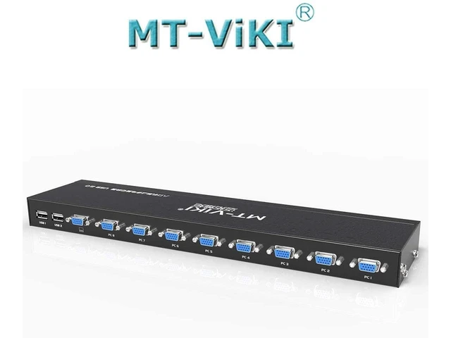 Alt view image 16 of 20 - KVM Switch 8 Port KVM Switch VGA USB+8 Cables 2 in1 & Wired Extended Selector, MT-VIKI 8x1 Rackmount KVM VGA Switch eokCXOY