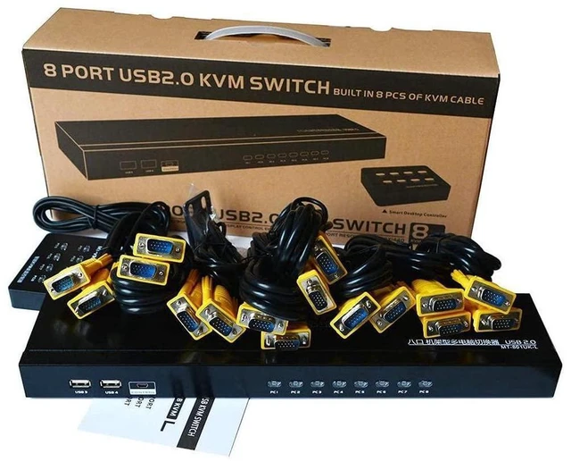 Alt view image 20 of 20 - KVM Switch 8 Port KVM Switch VGA USB+8 Cables 2 in1 & Wired Extended Selector, MT-VIKI 8x1 Rackmount KVM VGA Switch eokCXOY