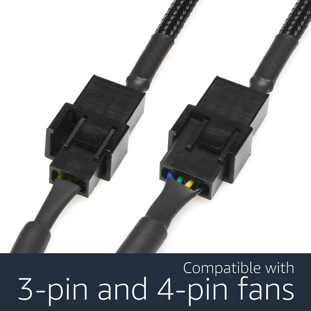 Alt view image 14 of 17 - 12V Step-Up USB Fan Power Adapter Cable - 24-inch (60cm), Black Sleeved - Full Fan Speed Adapter for 3-Pin & 4-Pin PC Cooling Fans