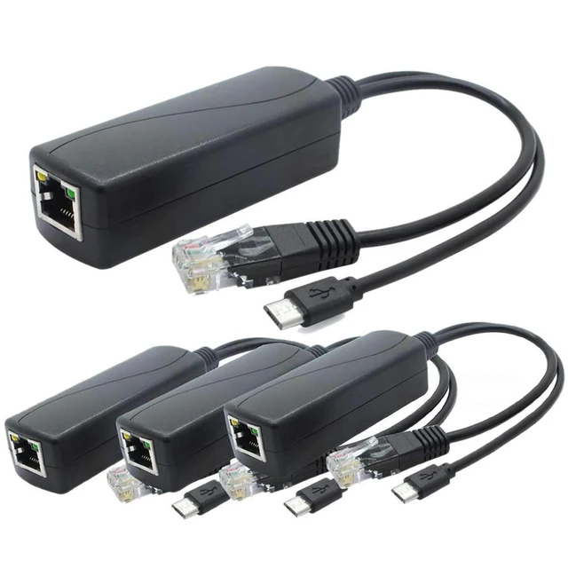 Alt view image 2 of 2 - 4-Pack 5V PoE Splitter, 48V to 5V 2.4A Adapter with Micro-USB Plug, for IP Camera,Tablets,for Raspberry Pi and More