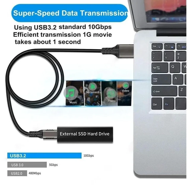 Alt view image 20 of 20 - 2-Pack USB A to USB C Cable Right Angle 1.6FT, USB 3.1/3.2 10Gbps Data Transfer and 60W 3A Fast Charging Long Cable for Android Auto Samsung, VR Link External, SSD and Other USB to Type C Device