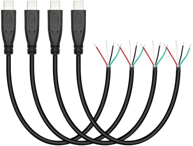 Alt view image 13 of 19 - 4Pcs Short USB C to 4 Pin Bare Wire Open End Wire 11inch, 5V/2A USB Type C Male Plug 4 Pin Pigtail Power and Data Cable, for USB Type C Equipment Installed or Replacement Repair DIY Cable