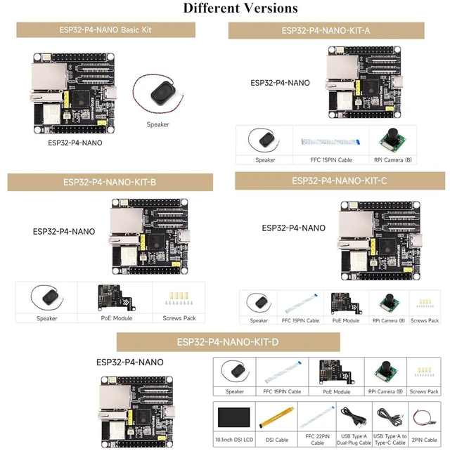 Alt view image 11 of 14 - ESP32-P4-NANO Development Board, Uses ESP32-P4 Chip with RISC-V Dual-Core and Single-Core Processors, Human-Machine Interfaces: MIPI-CSI, MIPI-DSI, USB, ETH. Comes with Speaker + RPi Camera, 4 Items