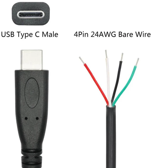 Alt view image 17 of 19 - 4Pcs Short USB C to 4 Pin Bare Wire Open End Wire 11inch, 5V/2A USB Type C Male Plug 4 Pin Pigtail Power and Data Cable, for USB Type C Equipment Installed or Replacement Repair DIY Cable