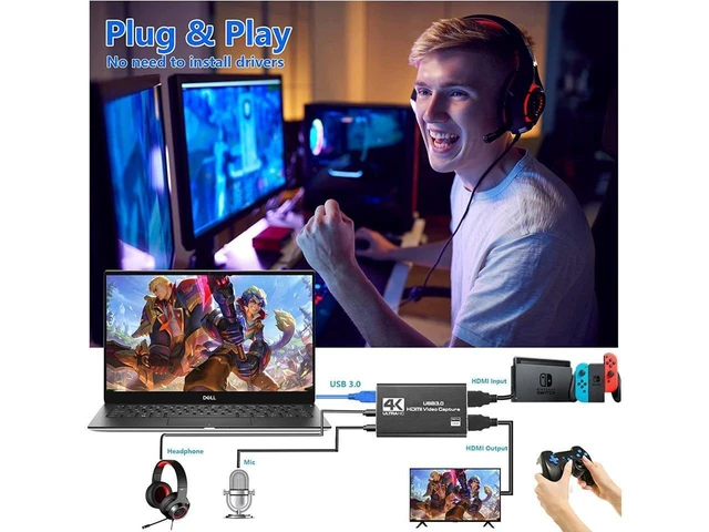 Alt view image 16 of 20 - 4K Capture Card, Game Capture Card for Nin-tendo Switch,1080P HDMI Video Capture Card USB 3.0 60FPS Video Capture Device for Streaming, Video Recording, Gaming Capture Work with PS4/PS5/PC/OBS/DSLR