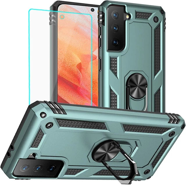 Alt view image 7 of 12 - for Galaxy S21 Case: Samsung Galaxy S21 Case with HD Screen Protector - Military Grade Protective Cases with Ring for Samsung S21 (Dark Green)