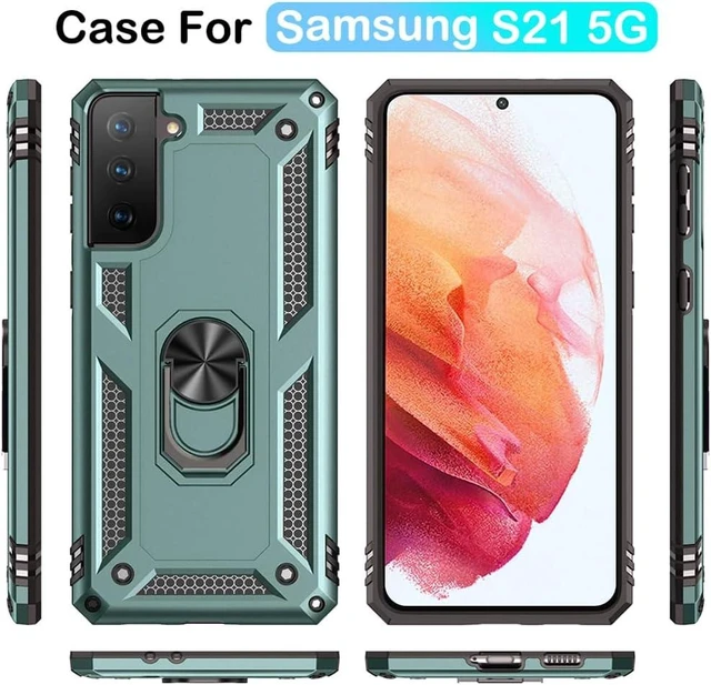 Alt view image 10 of 12 - for Galaxy S21 Case: Samsung Galaxy S21 Case with HD Screen Protector - Military Grade Protective Cases with Ring for Samsung S21 (Dark Green)