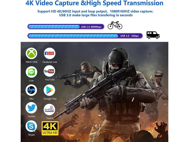 Alt view image 18 of 20 - 4K Capture Card, Game Capture Card for Nin-tendo Switch,1080P HDMI Video Capture Card USB 3.0 60FPS Video Capture Device for Streaming, Video Recording, Gaming Capture Work with PS4/PS5/PC/OBS/DSLR
