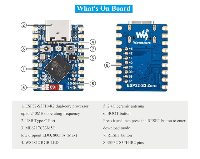 Alt view image 12 of 14 - ESP32-S3 Mini Development Board, Based on ESP32-S3FH4R2 Dual-Core Processor, 240MHz Running Frequency, Support 2.4GHz Wi-Fi & Bluetooth 5, Onboard 4MB Flash Memory/2MB PSRAM-(3PCS)