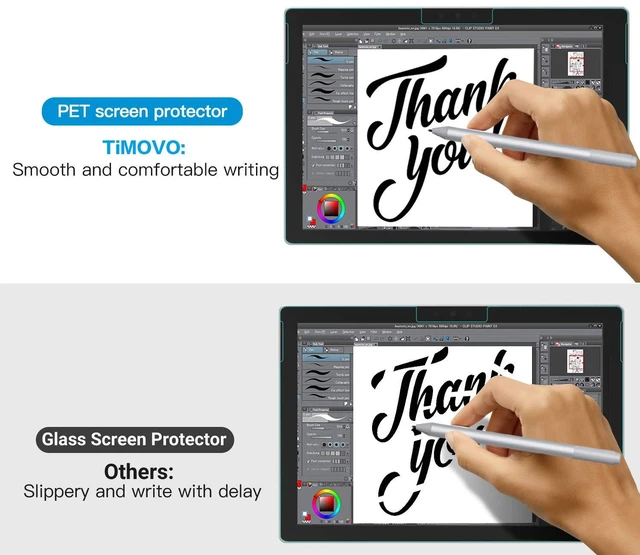Alt view image 11 of 14 - TiMOVO 2 Pack Paper Screen Protector for Microsoft Surface Pro 11 2024, Surface Pro 10 / Pro 9 / Pro 8 / Pro X 13 Inch, Anti-Glare Anti-Scratch PET Film, Support Surface Pen, Matte